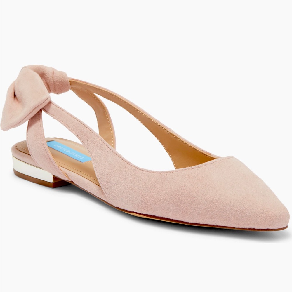 Draper James Pink Suede Bow Slingback Flats